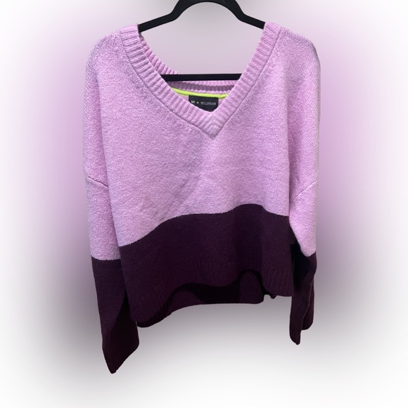 NWT Nordstrom Knit Crop V-Neck Sweater Color Block BP Wildfang Size 1X - Picture 2 of 4